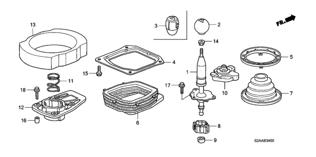 2009 Honda S2000 Knob, Change Lever Diagram for 54102-S2A-C00