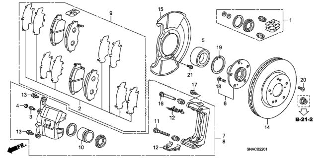 2010 Honda Civic Front Brake (2.0L) Diagram