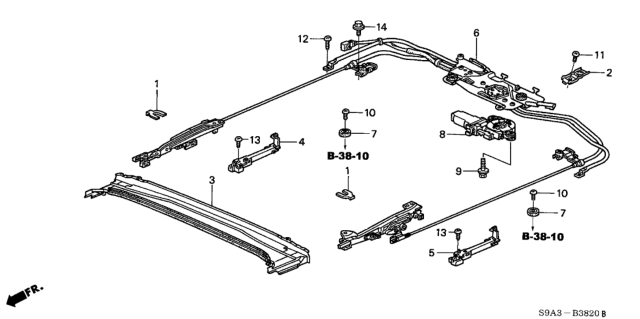 2003 Honda CR-V Drive Assembly, Sunroof Diagram for 70370-S9A-A01