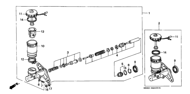 1989 Honda Civic Master Cylinder Assembly Diagram for 46100-SH3-A04