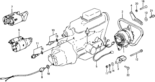 1979 Honda Civic 2 Door ** KA 4MT Starter - Alternator - Sensor Diagram