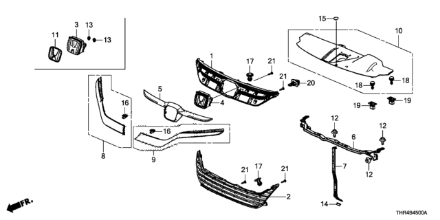 2020 Honda Odyssey Base, Front Grille Diagram for 71121-THR-A01