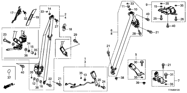 2020 Honda HR-V Seat Belts Diagram