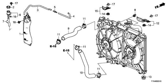 2021 Honda HR-V Radiator Hose - Reserve Tank Diagram