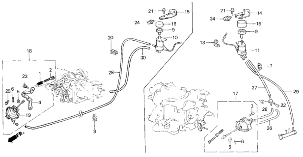 1984 Honda Civic A/C Valve - Tubing (Keihin) Diagram