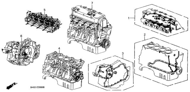 1991 Honda Civic Gasket Kit - Engine Assy.  - Transmission Assy. Diagram