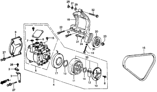 1985 Honda CRX A/C Compressor (Sanden) Diagram
