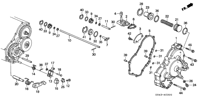 1992 Honda Civic AT Right Side Cover Diagram