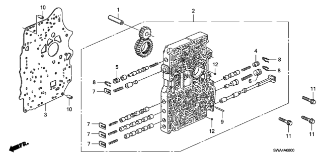 2008 Honda CR-V 5 Door LX (2WD) KA 5AT AT Main Valve Body Diagram