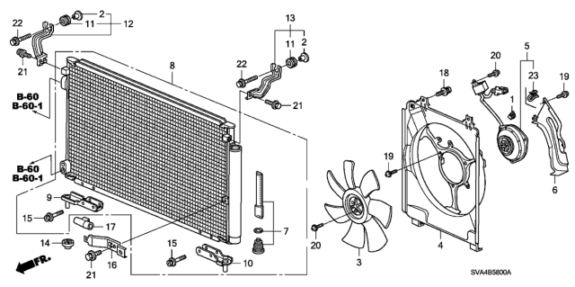 2007 Honda Civic 2 Door EX KA 5AT A/C Condenser Diagram