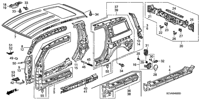2007 Honda Element Lid Diagram for 74420-SCV-A00ZZ