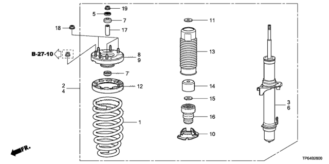 2011 Honda Crosstour Shock Absorber Unit, Right Front Diagram for 51611-TP7-A11