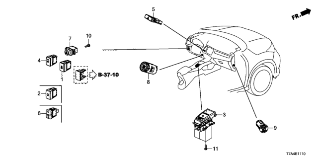 2021 Honda HR-V Switch Assembly Diagram for 35881-T4N-H14