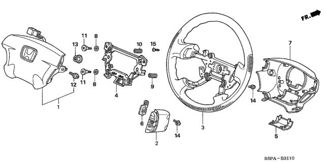 2005 Honda Civic Wheel, Steering (Graphite Black) (Leather) Diagram for 78501-S5D-J71ZA