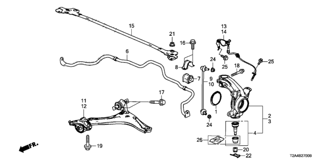 2016 Honda Accord Bar, FR. Tower Diagram for 74180-T2F-A00