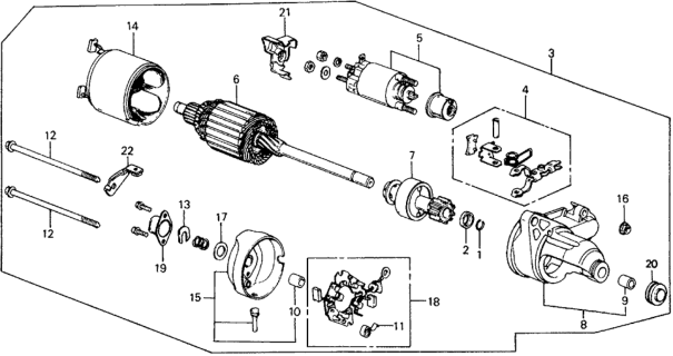 1989 Honda Civic Starter Motor (Denso) Diagram