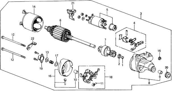 1988 Honda Civic Starter Motor (Denso) Diagram