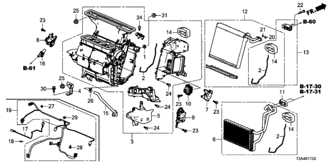 2016 Honda Accord Heater Unit Sub A Diagram for 79104-T2F-A61