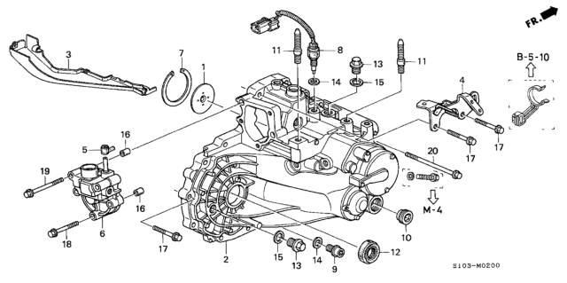 1998 Honda CR-V Hanger, Transmission Diagram for 21220-PBW-010