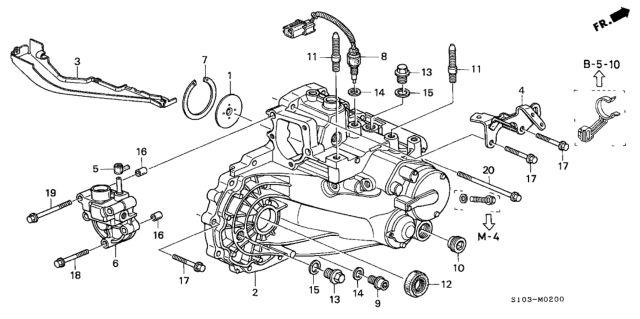 2000 Honda CR-V MT Transmission Housing Diagram