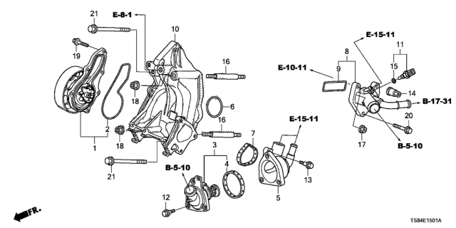 2015 Honda Civic Water Pump (2.4L) Diagram