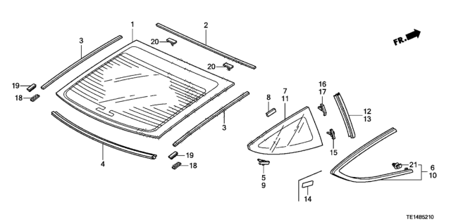 2012 Honda Accord Rear Windshield - Quarter Glass Diagram