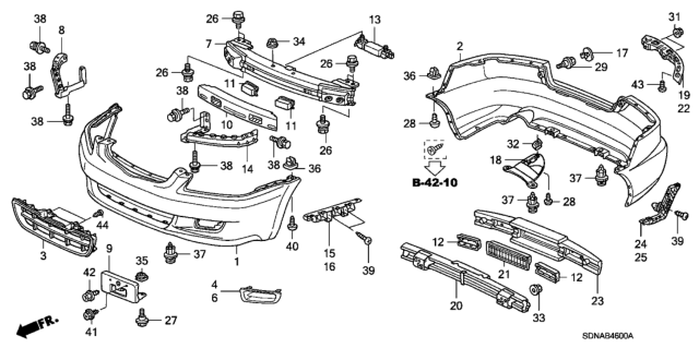 2007 Honda Accord Bumpers Diagram