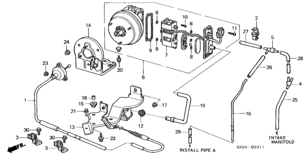 1998 Honda Odyssey Tube, Actuator Vent Diagram for 91426-P1E-A00