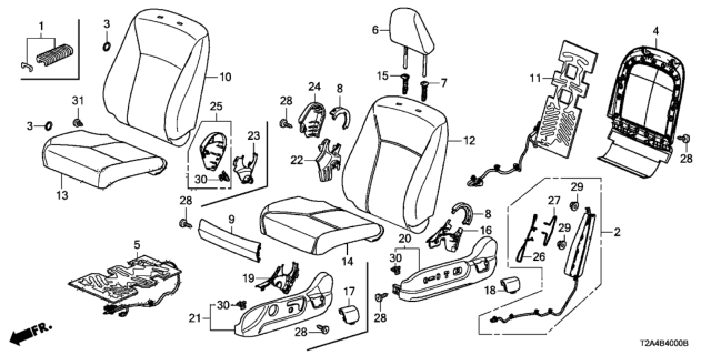 2013 Honda Accord Cover, Left Front Seat-Back Trim (Wisteria Light Gray) Diagram for 81521-T2A-A11ZB