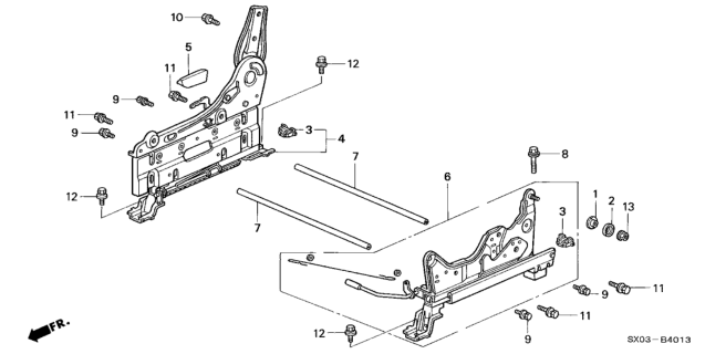 1997 Honda Odyssey 5 Door EX KA 4AT Right Front Seat Components Diagram