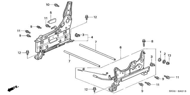 1997 Honda Odyssey Slide, R. Reclining (Outer) Diagram for 81150-SX0-003