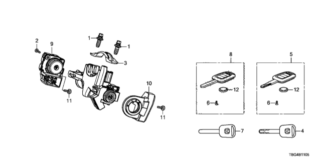 2016 Honda Civic Key, Immobilizer & Transmitter (Blank) Diagram for 35118-T2A-A60