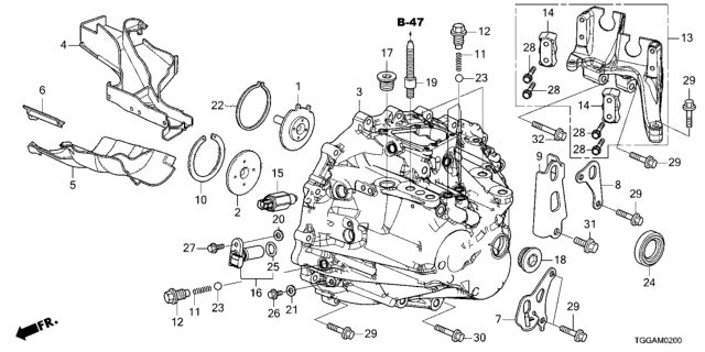 2021 Honda Civic 5 Door SPORT (TOURING) KA 6MT MT Transmission Case Diagram