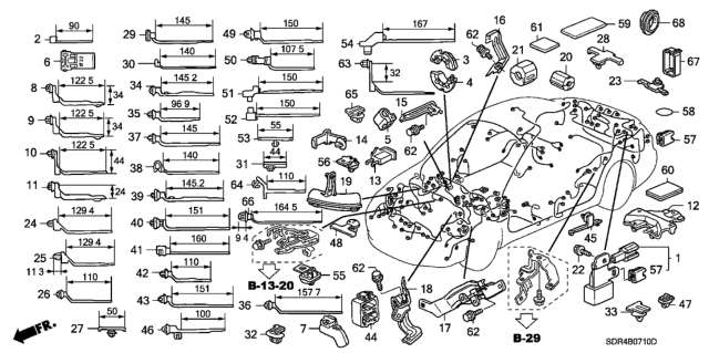 2006 Honda Accord Hybrid Clip A, Harness Band (129.4MM)(Dark Gray) Diagram for 91506-P01-003