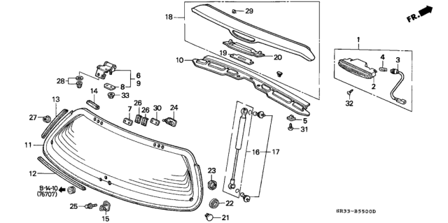 1995 Honda Civic Seal, Tailgate Hinge Diagram for 68217-SR3-000