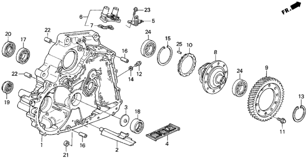 1996 Honda Del Sol AT Torque Converter Housing Diagram