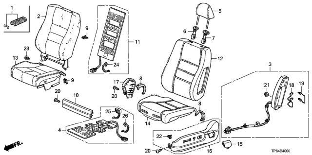 2015 Honda Crosstour Front Seat (Driver Side) Diagram