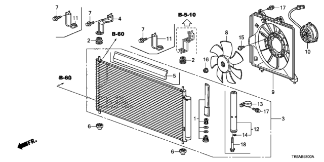2013 Honda Fit 5 Door FIT (SAYAMA PLANT) KA 5MT A/C Condenser Diagram