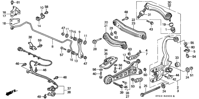1997 Honda Accord Knuckle, Right Rear (Disk) Diagram for 52111-SV4-C90