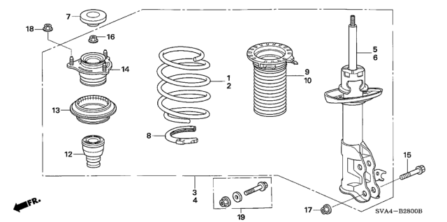 2006 Honda Civic Shock Absorber Assembly, Right Front Diagram for 51601-SVA-A13