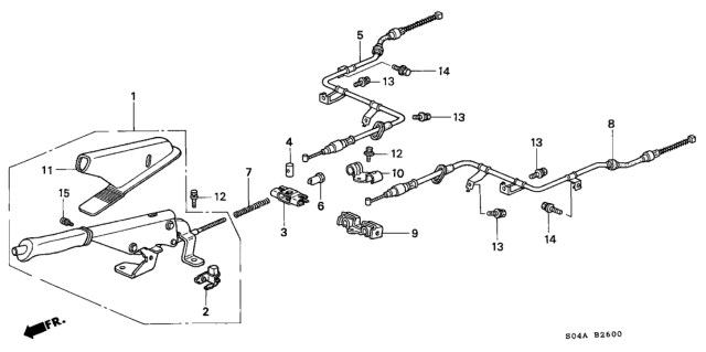 1998 Honda Civic 4 Door GX (ABS) KA 4AT Parking Brake Diagram