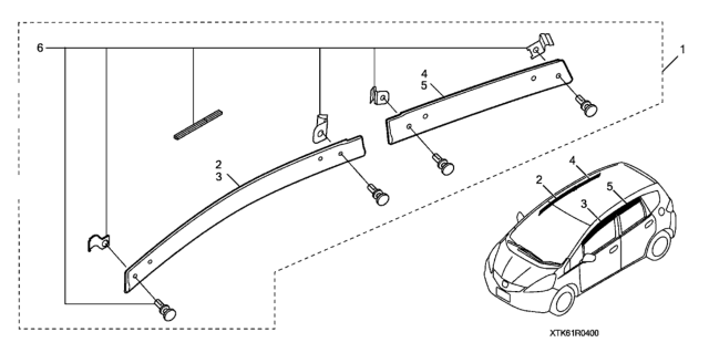 2009 Honda Fit Visor, R. RR. Door Diagram for 08R04-TF0-0M103