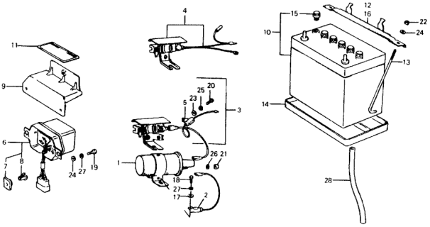 1976 Honda Civic 5 Door ** KL 4MT Ignition Coil - Battery  - Regulator Diagram
