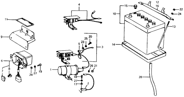 1977 Honda Civic Ignition Coil - Battery  - Regulator Diagram