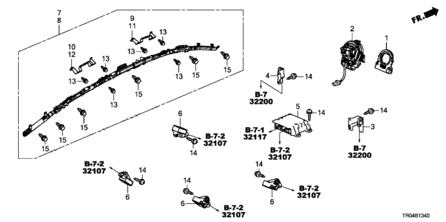 2012 Honda Civic Reel Assembly, Cable Diagram for 77900-TR0-A11