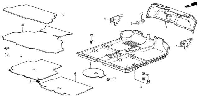 1984 Honda Civic 3 Door ** (1300) KA 4MT Floor Mat Diagram
