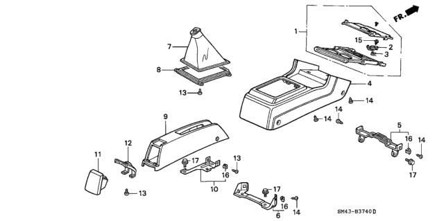 1991 Honda Accord Console, FR. *Y18L* (SILKY IVORY) Diagram for 77291-SM4-A51ZE