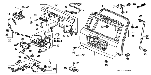 2004 Honda Pilot Garnish, Tailgate Spoiler *B518P* (MIDNIGHT BLUE PEARL) Diagram for 74900-S9V-A11ZL