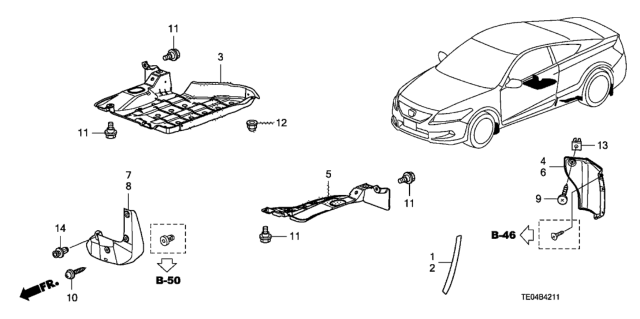 2008 Honda Accord Fender, R. RR. (Inner) Diagram for 74551-TE0-A00