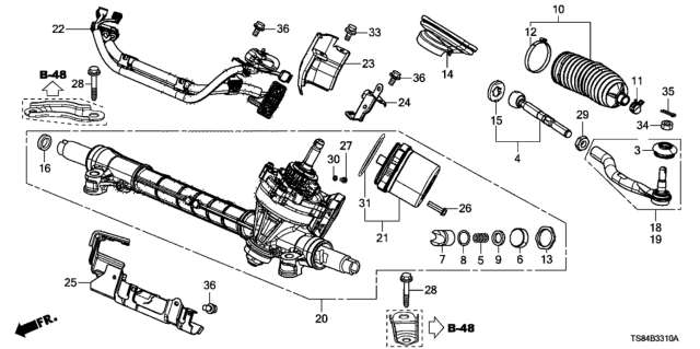 2014 Honda Civic Rack, Power Steering Diagram for 53601-TS9-A01